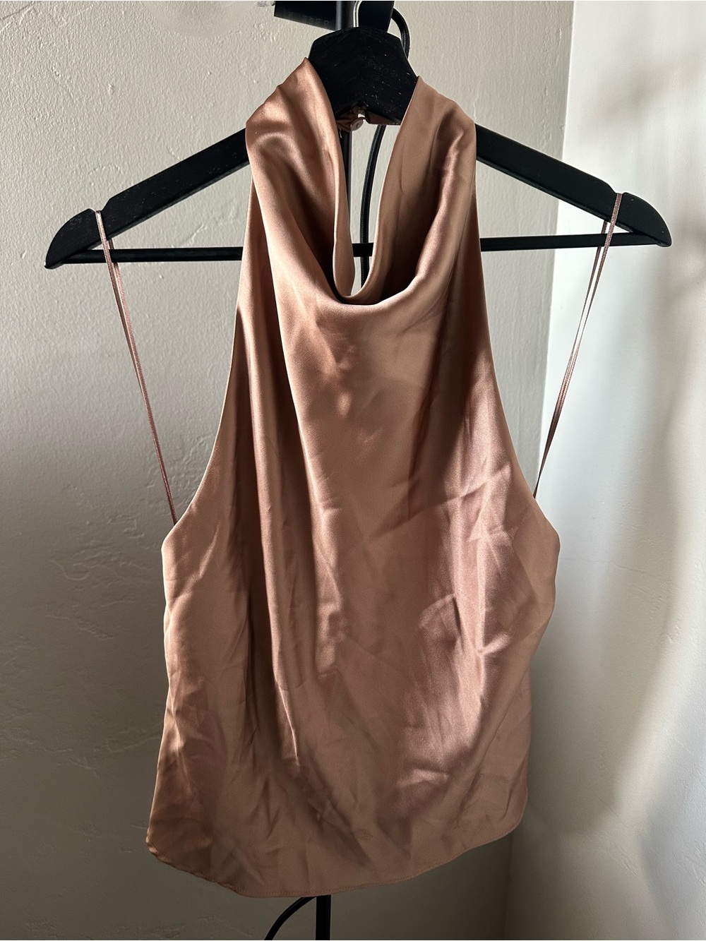 Zara Satin Cowl Neck Camisole - Blush Pink